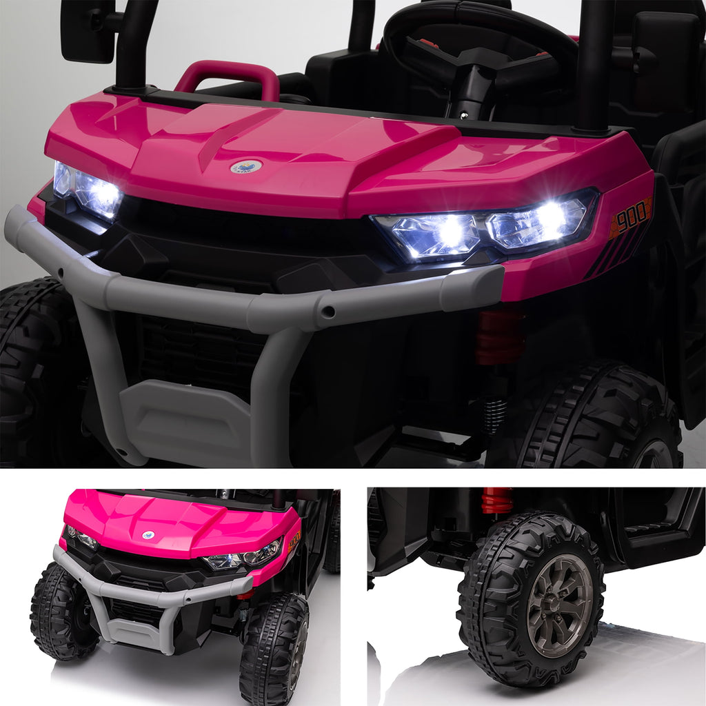 24V Ride on Dump Truck with Remote Control, 4WD Electric Car for Big Kids, 2 Seater 4*200W Motor Ride on Toy, Shovel, Music, Kids Gift, Black