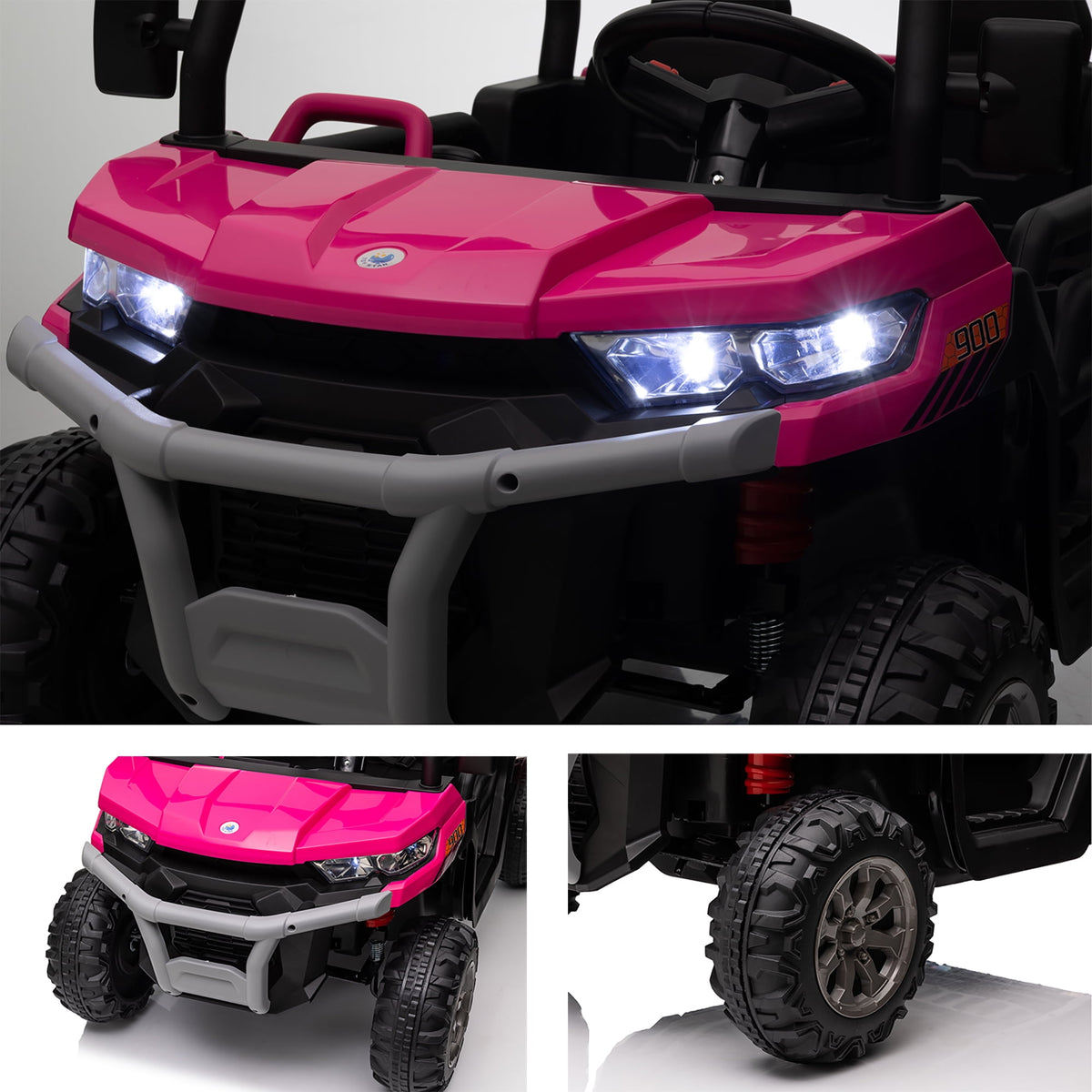 24V Ride on Dump Truck with Remote Control, 4WD Electric Car for Big Kids, 2 Seater 4*200W Motor Ride on Toy, Shovel, Music, Kids Gift, Black