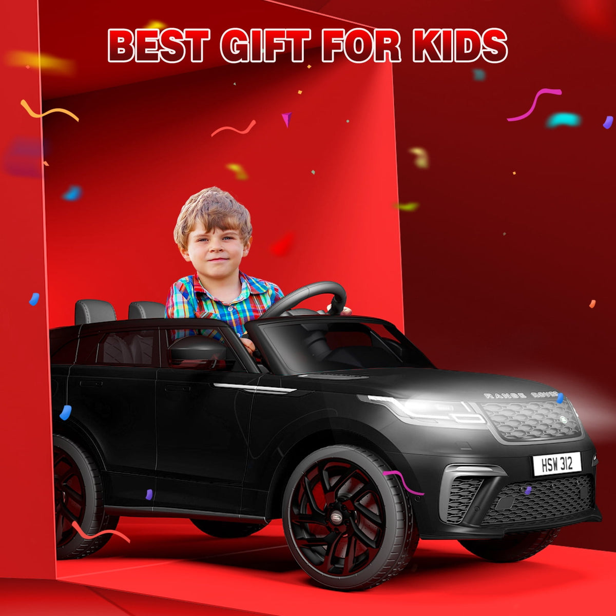 Licensed Land Rover 12V Kids Ride-On Electric Car – Remote Control, MP3, Rocking Mode, Pull Rod, Battery Powered Vehicle for Ages 4-8 – Toy Gift for Boys & Girls, Black