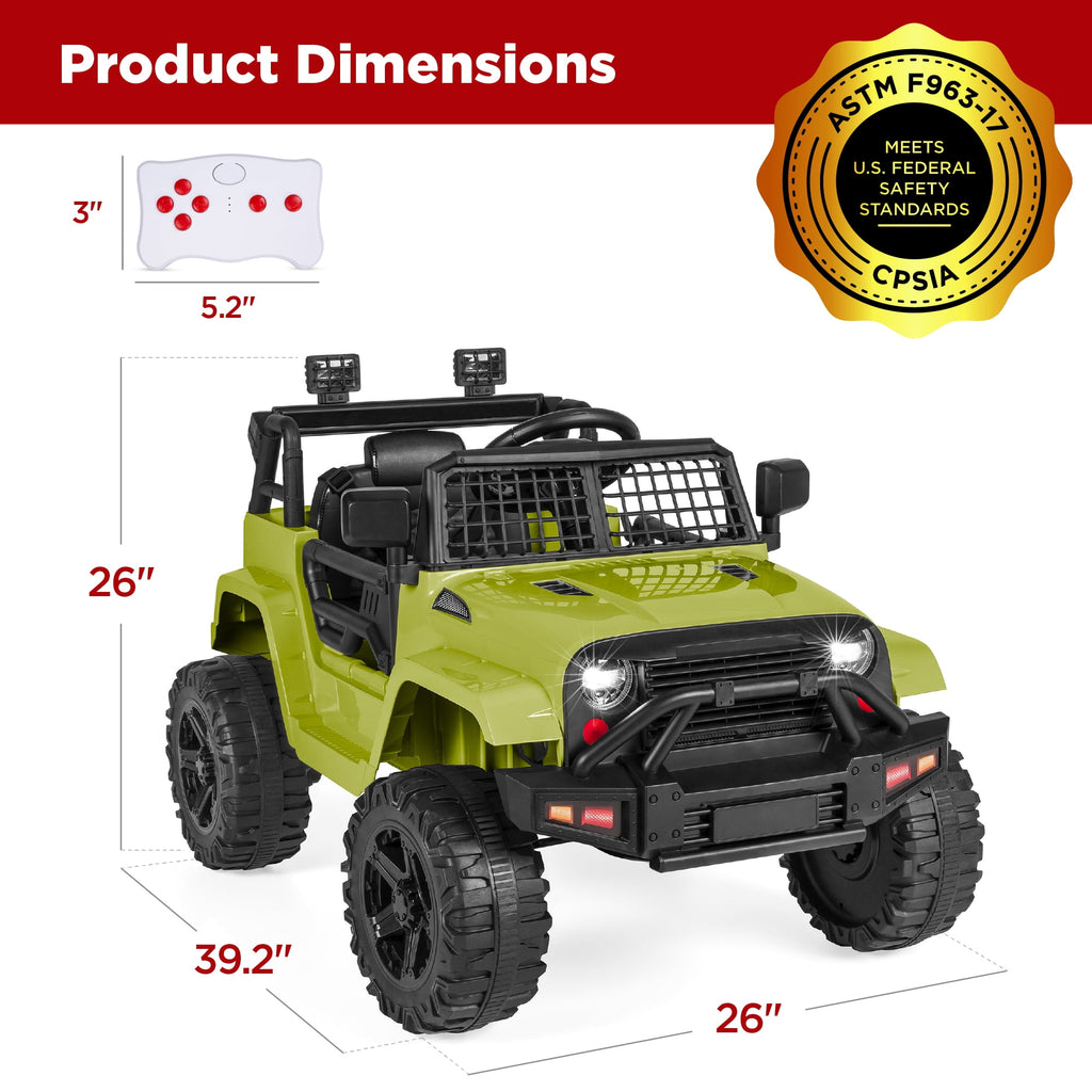 Best Choice Products 12V Kids Ride On Truck Car w/ Parent Remote Control, Spring Suspension, LED Lights - Hot Pink