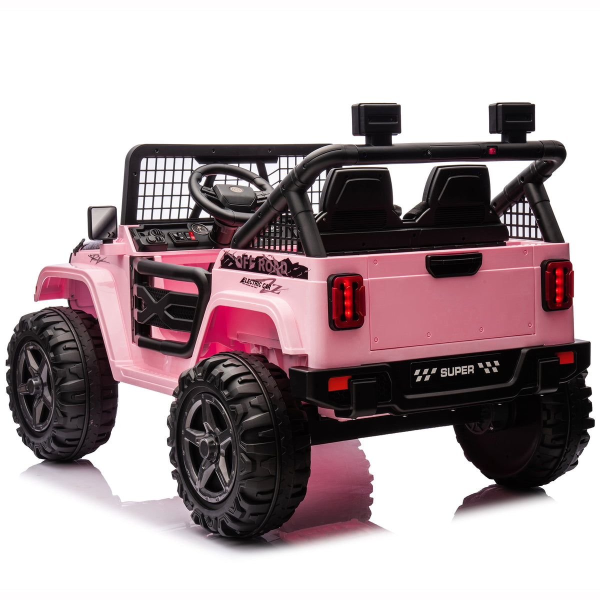 Funride 24 Volt Ride on Toys, 800W Electric Car for Kids with Remote Control, 4WD/2WD Switchable Power Car Wheels, 2-Seater Ride On Truck with Music, Bluetooth, Pink