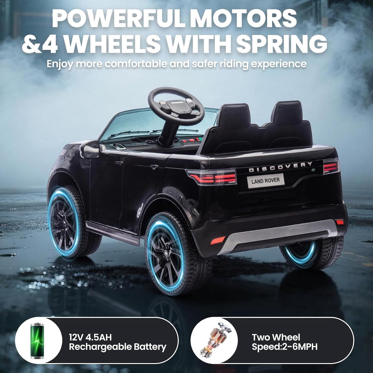 12V 4.5Ah 2-Seater Electric Ride-On Car with Parent Remote Control, Soft Start, 3 Speeds, LED Lights, Music and Safety Belt,White