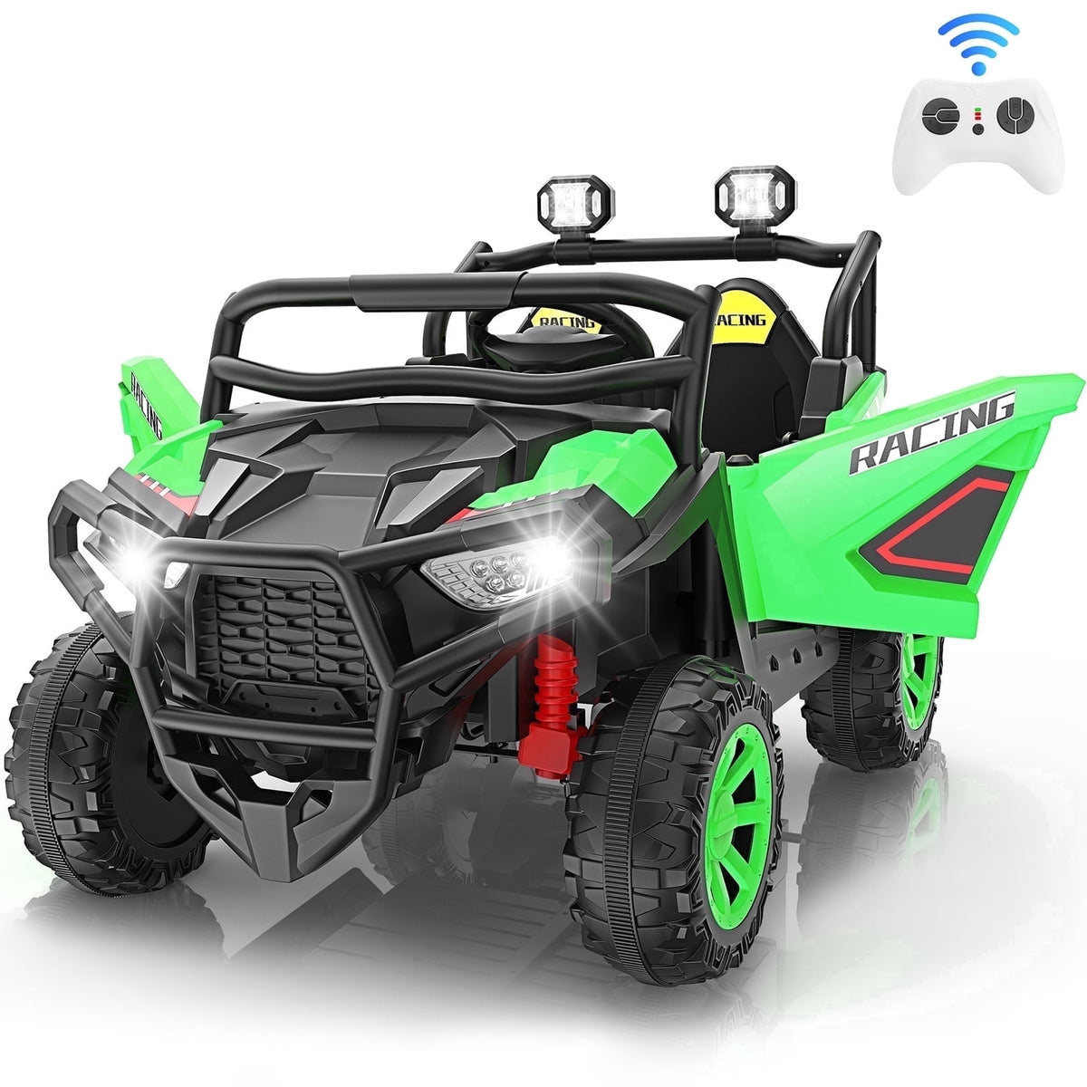Funcid 24 Volt Ride on Toys, 2-Seater Ride on Cars with Remote Control, 400W Electric Car, Ride on UTV w/ Bluetooth, MP3, Seat Belts, Volume Adjustment, Suspension, Pink