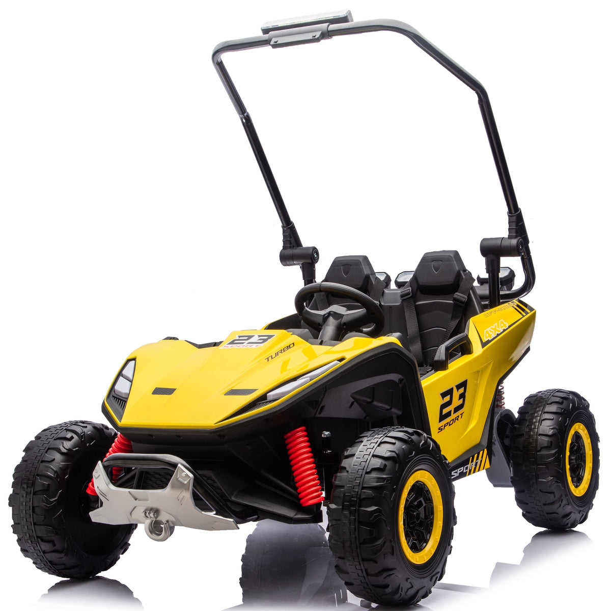 Sunnyfree 24V Ride on Toys 2 Seater UTV for Kids, 4WD 800W Electric Car with Parent Remote Control, LED Lights, Bluetooth Music, Roll Cage, Black