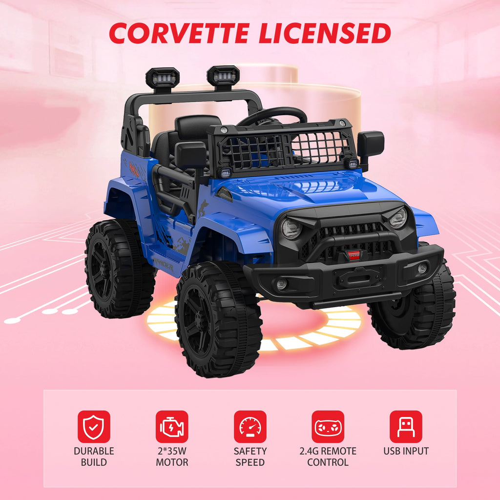 12V Kids Electric Ride-On Truck – Parental Remote Control, Seasonal Suspension, LED Lights, Wireless Connection, 2 Speeds, Standard Test Method Certified, Off-Road Toy Car