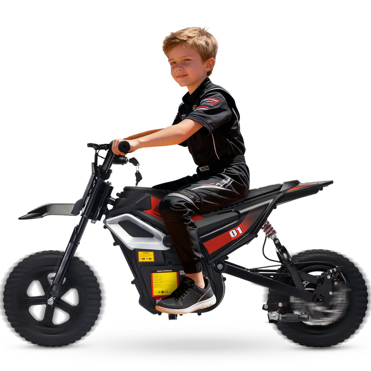 24V Kids Electric Dirt Bike, 350W Battery Powered Motorcycle with 12 Inch Fat Tires Rear Suspension Twist Throttle for Teens