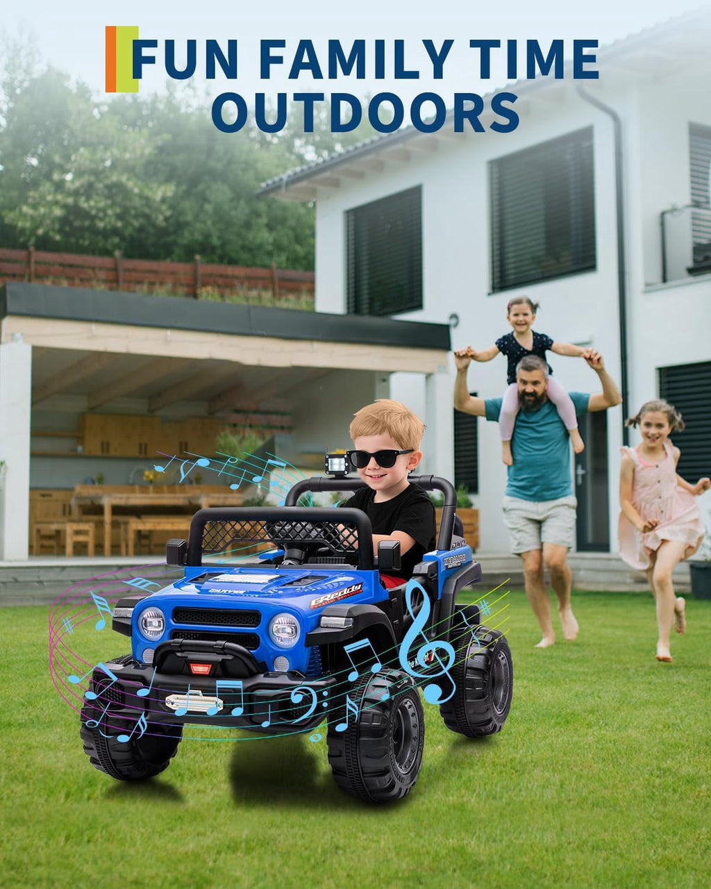 12V Electric Ride-On Truck, 4-Wheel Ride-On Car with Remote Control, 12V 7Ah Battery, Spring Suspension, LED Lights, Music, 66 Lbs