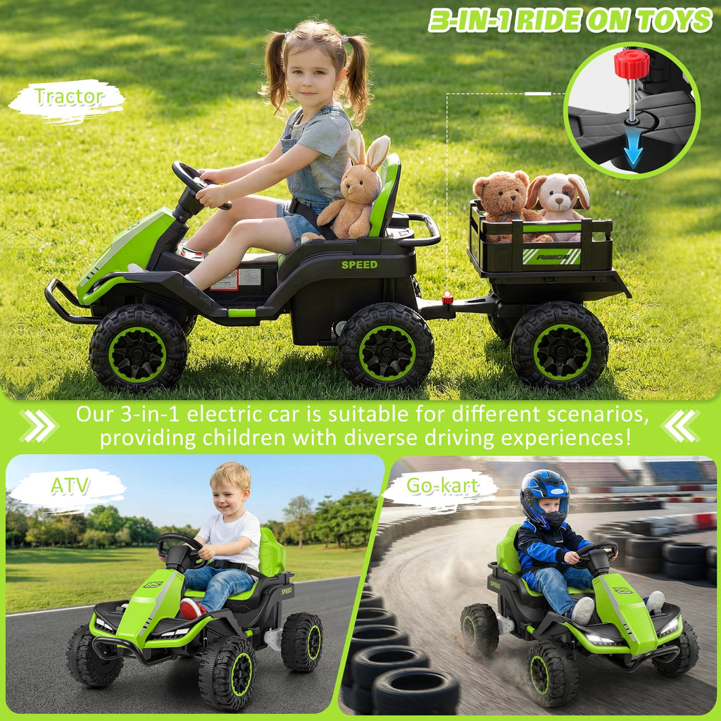 Farmdex 24 Volt Ride on Toys with Remote Control, 7AH Battery Ride on Cars, 4 Wheeler Quad ATV, Electric Car for Kids w/ Bluetooth, Music, Battery Display, LED Light Control, 5 MPH, Red