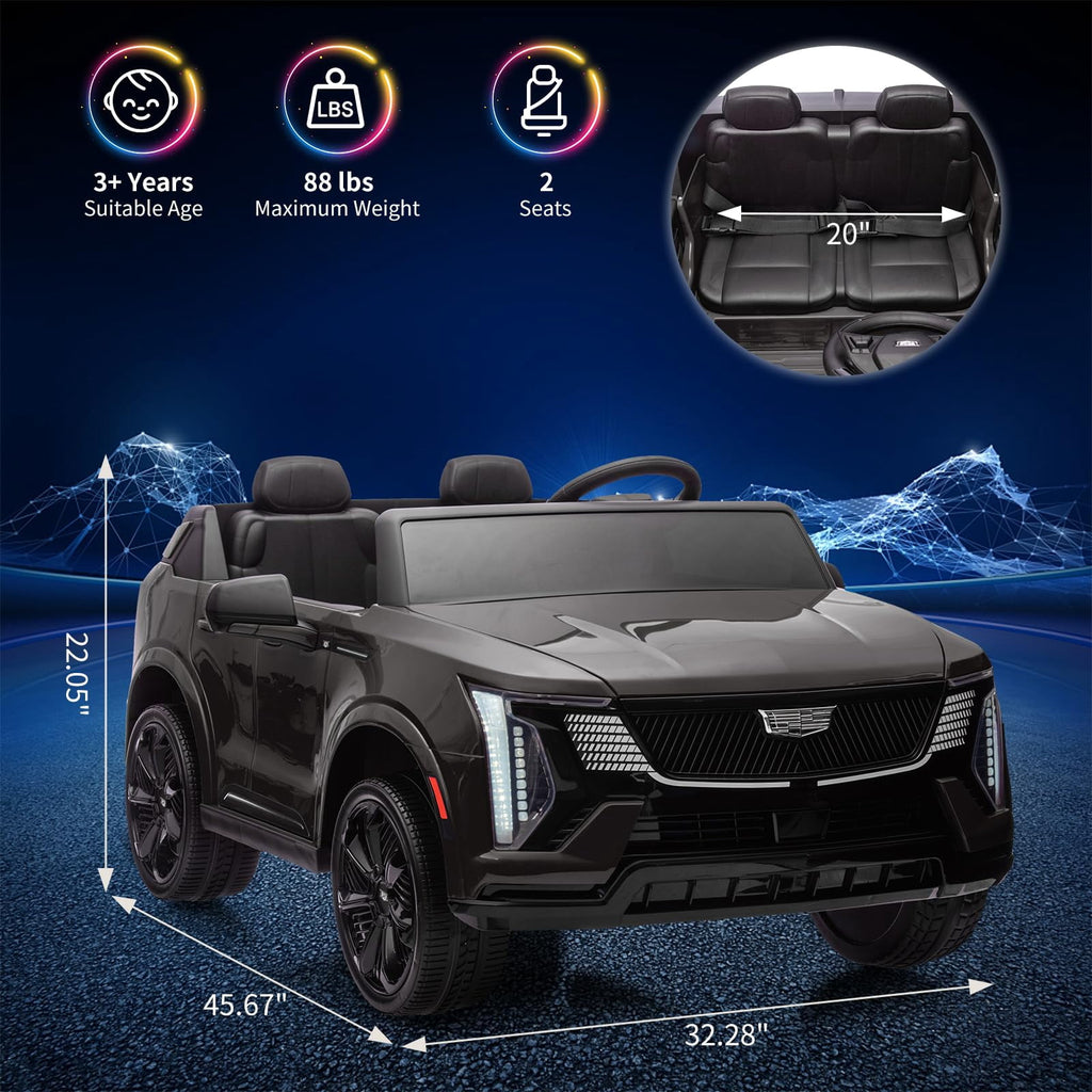 2 Seater Ride on Car for Kids 24V Licensed Cadillac Electric Car Toy Toddlers Battery Powered Ride on Truck with 2.4G Remote Control, Full-Wheel Suspension, Music, LED Lights, Blue