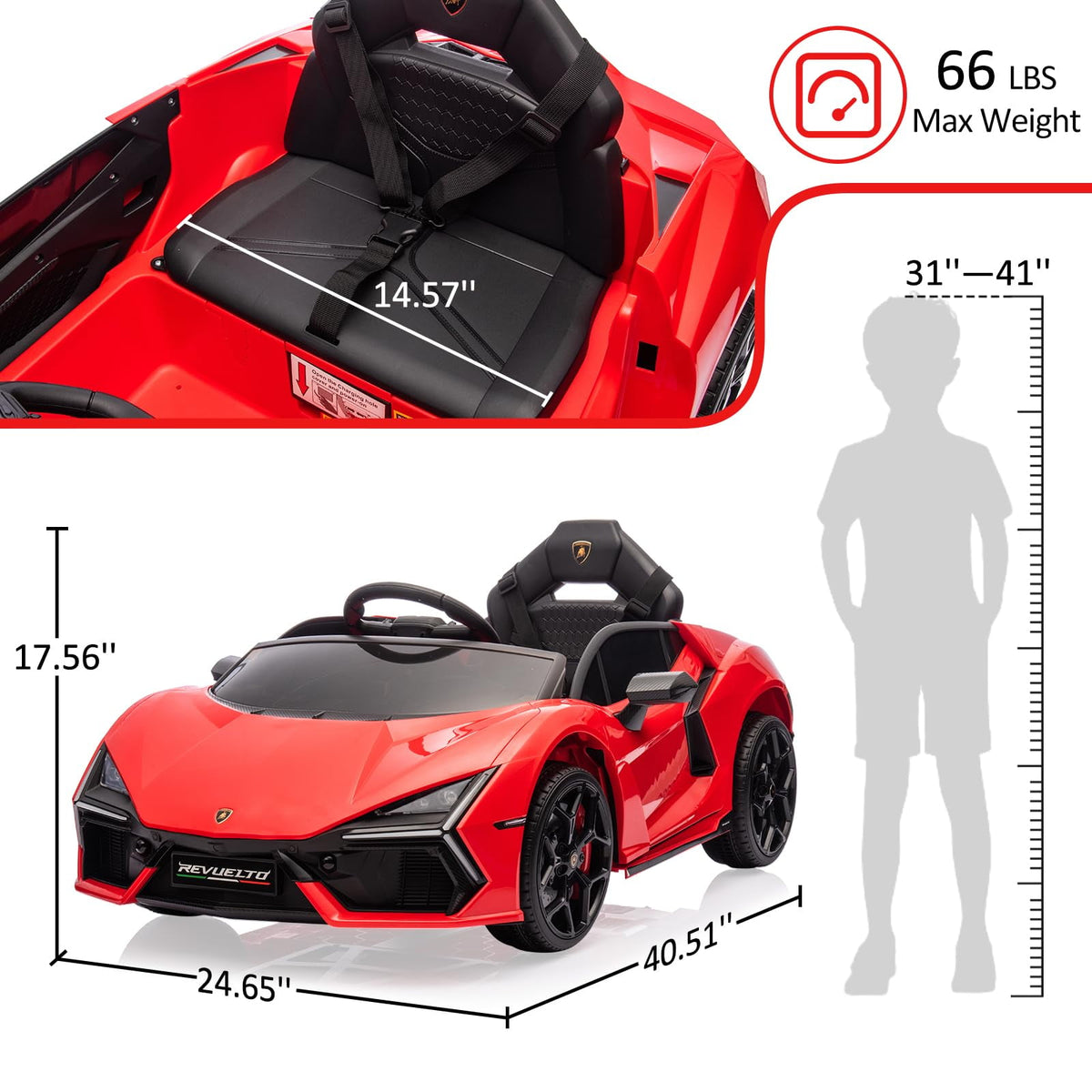 Towallmark 12V Ride On Car for Kids, Licensed Lamborghini Revuelto Electric Vehicle, Battery Powered Sports Car Toy for Boys & Girls,Kids Christmas Gifts
