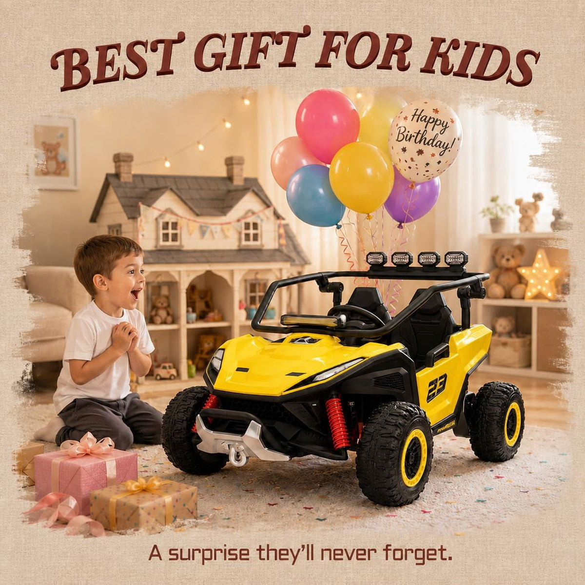 12V 2-Seater Electric UTV Ride-On Car, 4WD, Dual 40W Motors, 2.4G Parent Remote, 12V 7Ah Battery, 110 Lb Capacity,Green