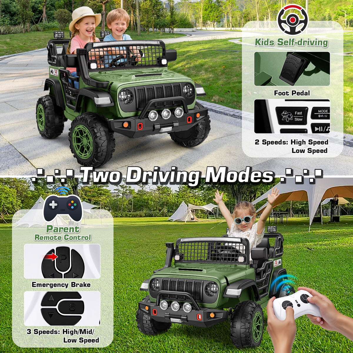 Funcid 24 Volt Ride on Toys, 2-Seater Electric Car, 400W Ride on Cars with Remote Control, Ride on Truck W/ Bluetooth, Music, Power Display, High/Low Speed, Light Control, Suspension, Pink