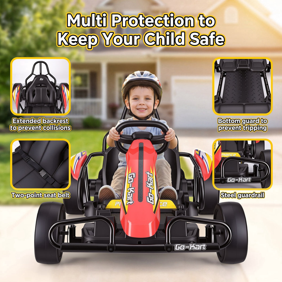 VIBESPARK Drift Go Kart, 24V 10AH Electric Go Kart for Kids Ages 6-14, 360° Drift Mode, Ride On Car with Backrest & Adjustable Seat, 300W Dual Motors, Max Speed 7.5mph/h, Blue