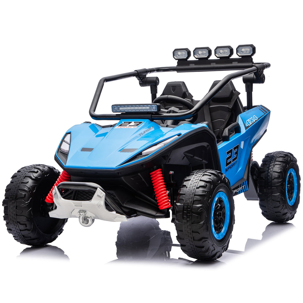 Sunnyfree 24V Ride on Toys 2 Seater UTV for Kids, 4WD 800W Electric Car with Parent Remote Control, LED Lights, Bluetooth Music, Roll Cage, Black
