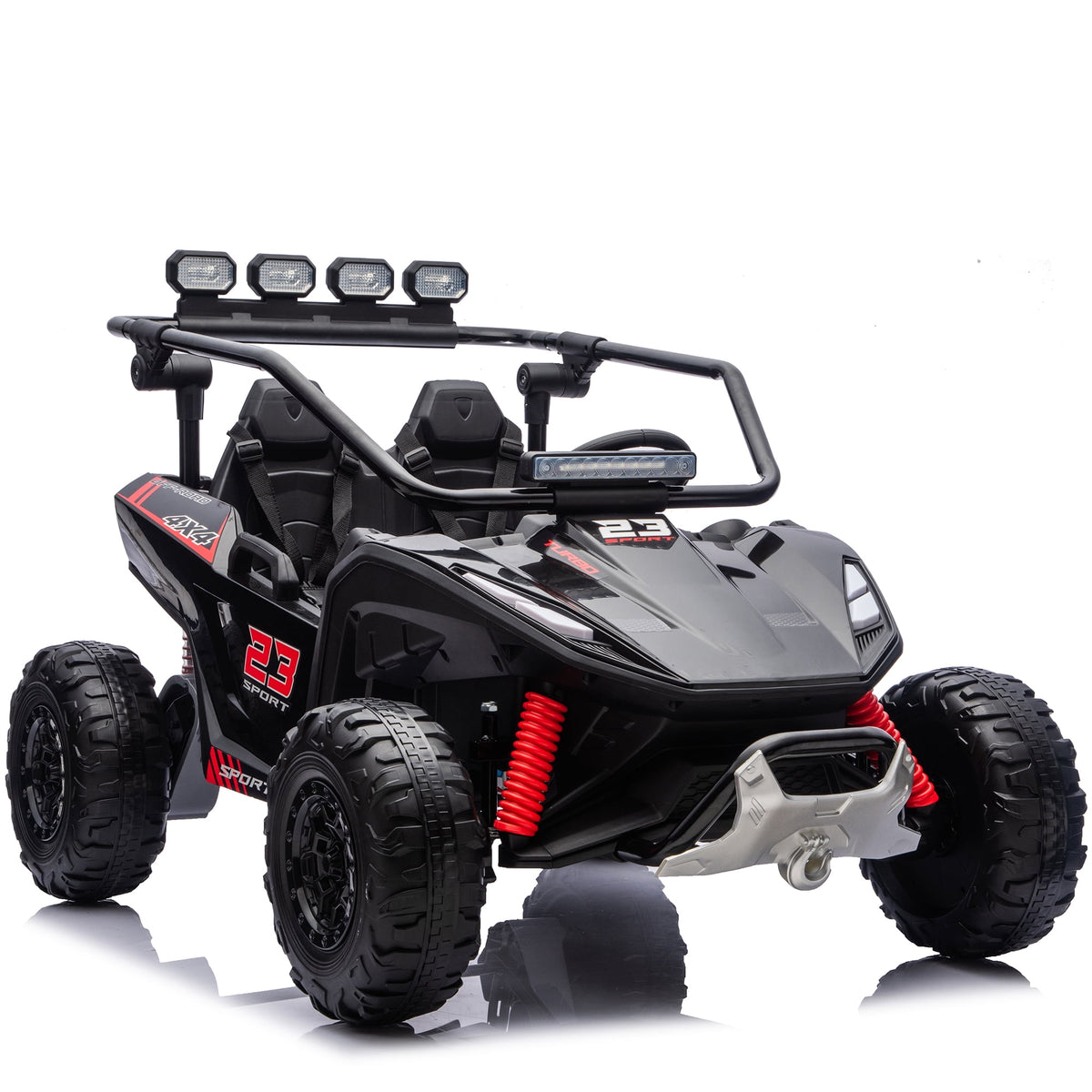 Sunnyfree 24V Ride on Toys 2 Seater UTV for Kids, 4WD 800W Electric Car with Parent Remote Control, LED Lights, Bluetooth Music, Roll Cage, Black