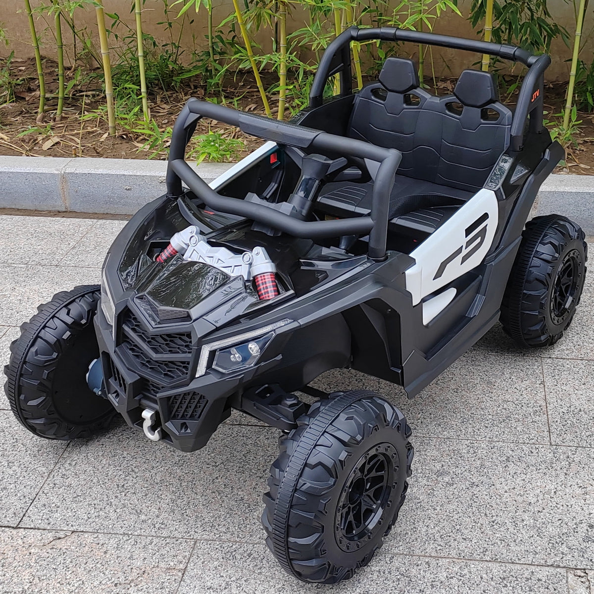 Sunnyfree 24 Volt Ride on Toys, 4WD Electric Car for Kids, Power Car Wheels with Remote Control, Bluetooth, Spring Suspension, LED Light, Pink