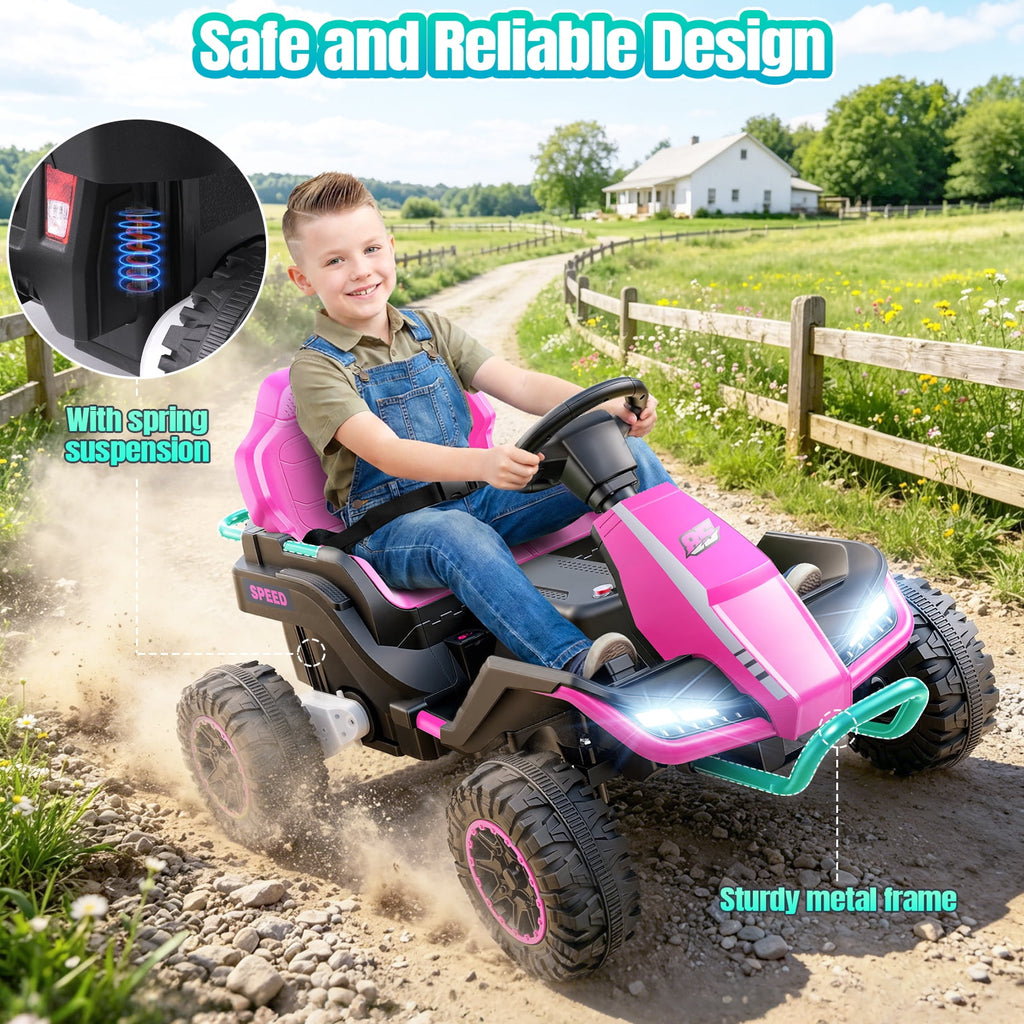 VIBESPARK 24V Ride on Toys with Remote Control, 3 in 1 Ride on Car, Ride on ATV for Kids with Trailer, 6 Wheel Kids Electric Car w/ Bluetooth, MP3, Music, Black