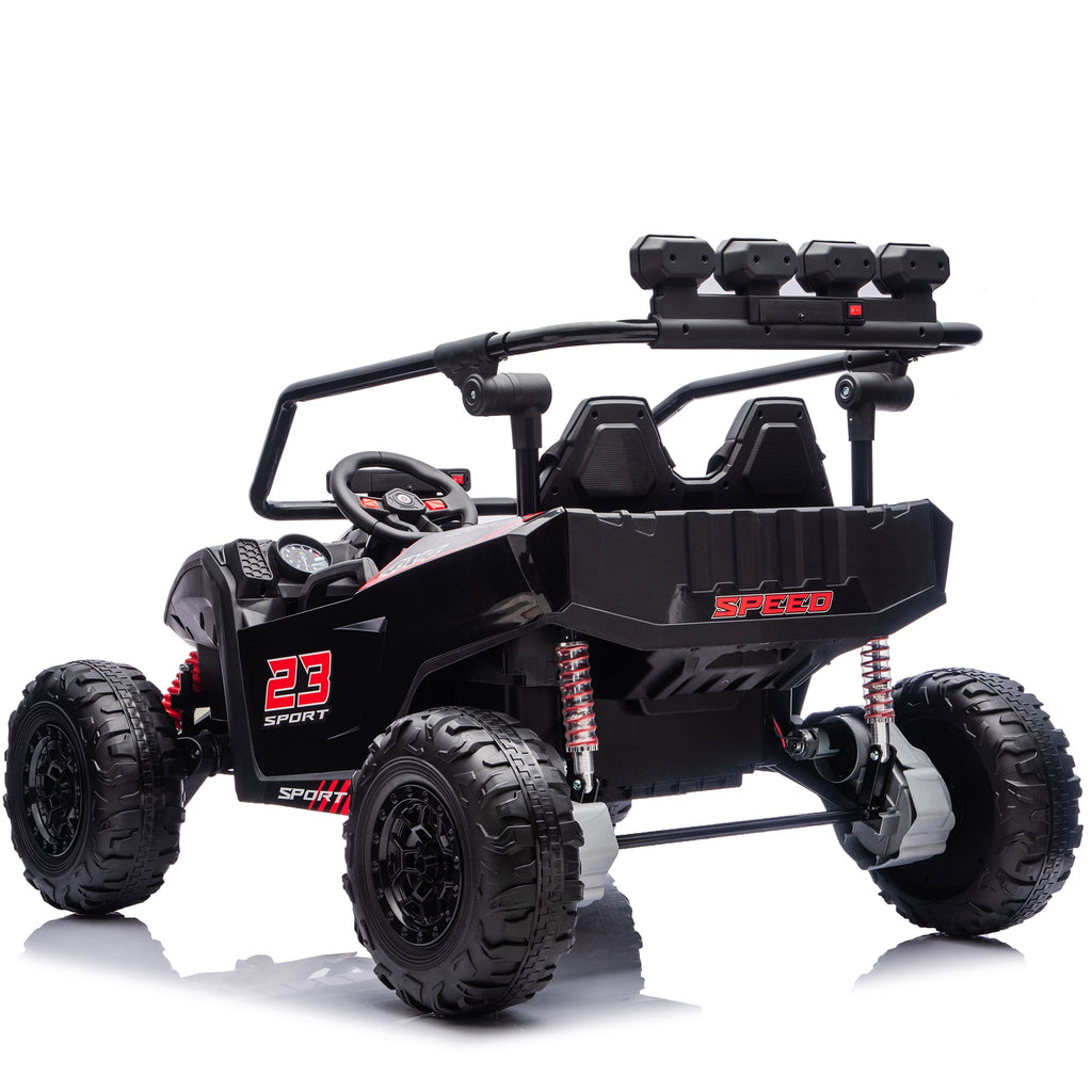 Sunnyfree 24V Ride on Toys 2 Seater UTV for Kids, 4WD 800W Electric Car with Parent Remote Control, LED Lights, Bluetooth Music, Roll Cage, Black