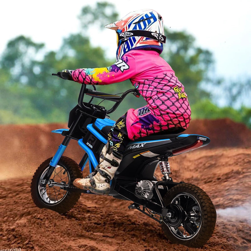 TROPOW 24 Volt Ride On Toys for Boys,Electric Dirt Bike for Kids - 350W Ride On Motorcycle, Ages 5+, Up to 14.29 MPH, 2-Speed Modes, Max Weight 135 Lbs, Blue