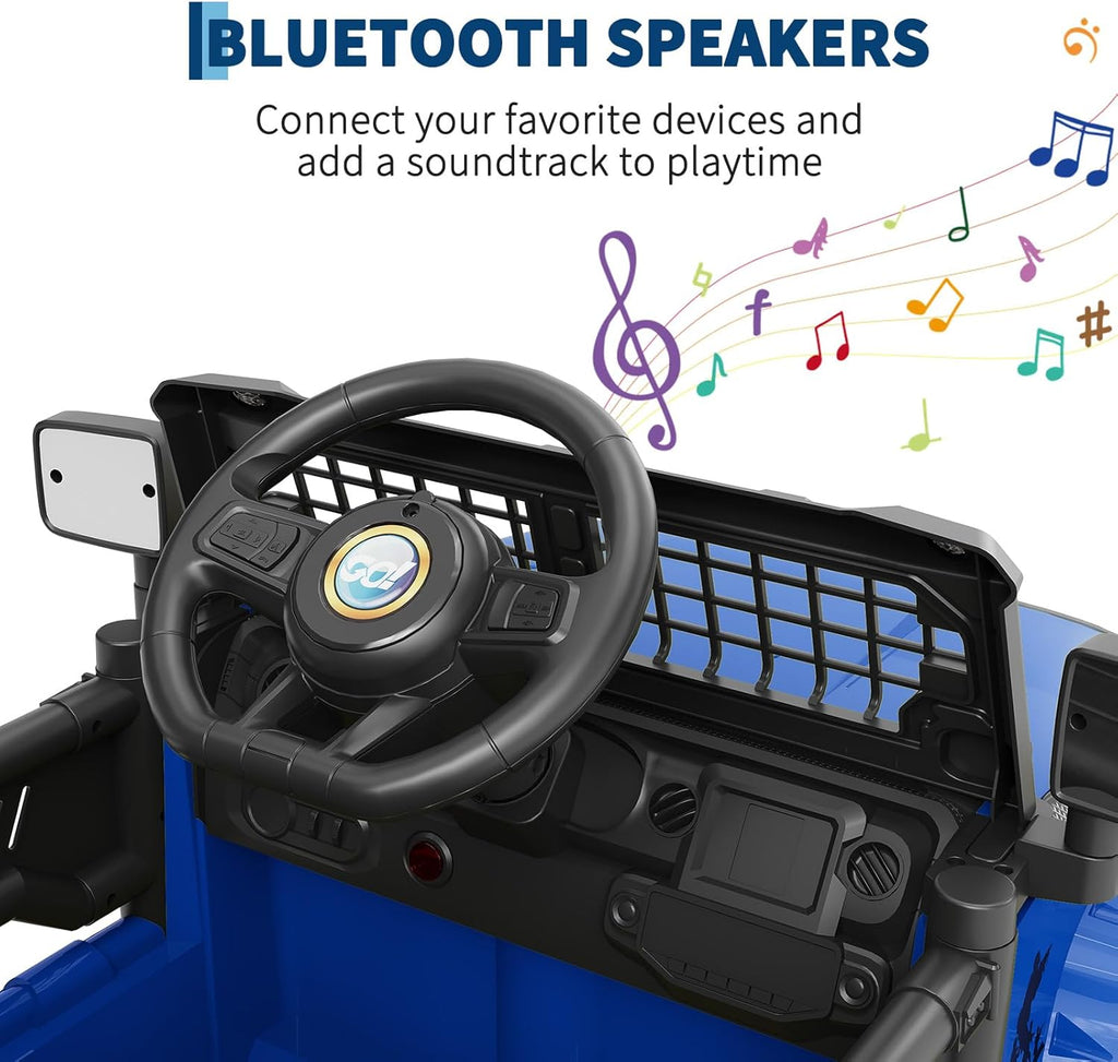 12V Electric Ride On Car with Remote Control, Off Road Ride On Vehicle with Bluetooth, LED Lights, Spring Suspension, Adjustable Seat Belt, All Terrain Tires, 61 lbs Capacity