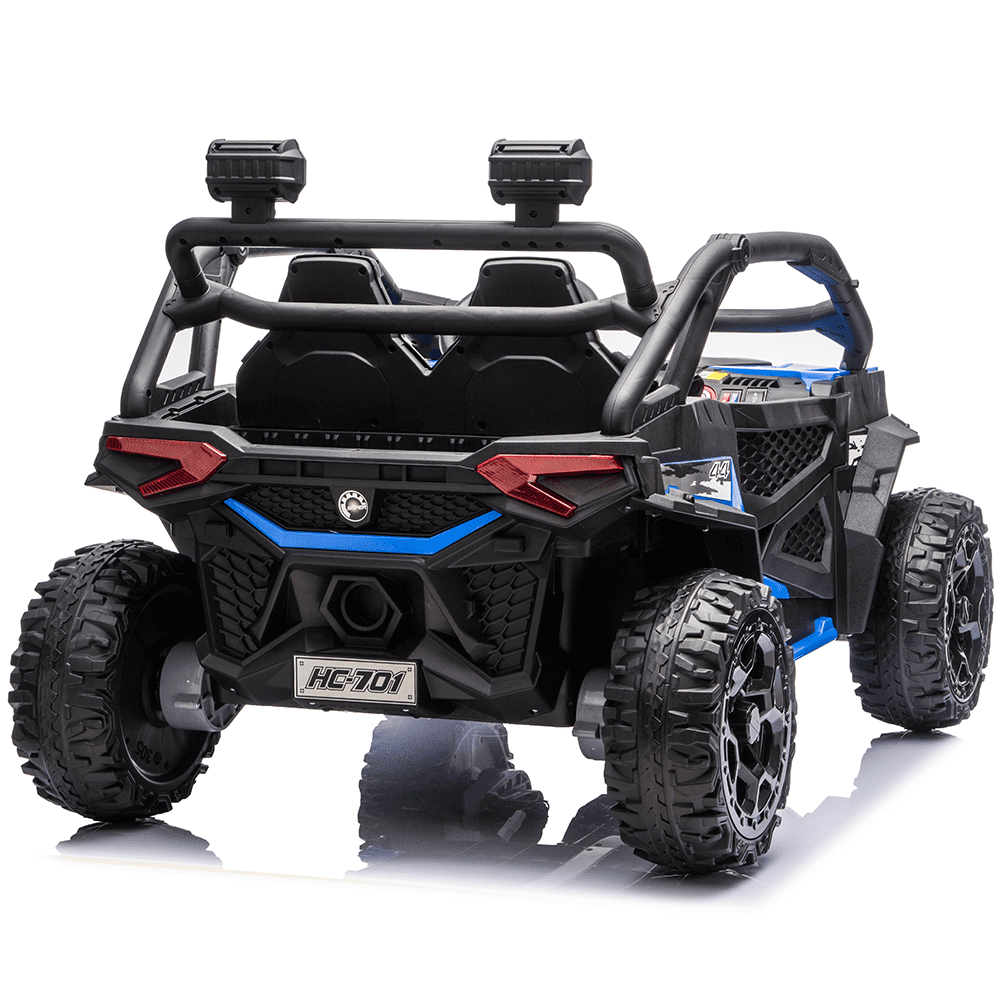 Zukpow 24V Ride Ons for Kids, 2 Seater Electric Car with Remote Control, 4x200W Motors, Power Car Wheels Ride on Toys UTV with Bluetooth Music, USB, Slow Start, LED Lights, Rear Storage Box, Black