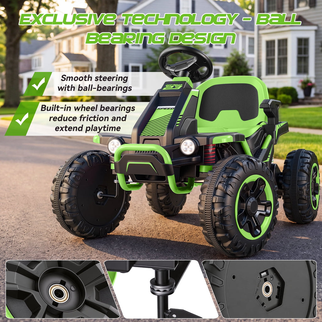 VIBESPARK 36V Ride on Toys for Big Kids Ages 6-12, 600W Ride on Cars up to 5.9 mph, Powerful 4 Wheeler Quad, Ride on ATV W/ Adjustable Seat, Ball-bearing Design, Power Display, Light Control, Green