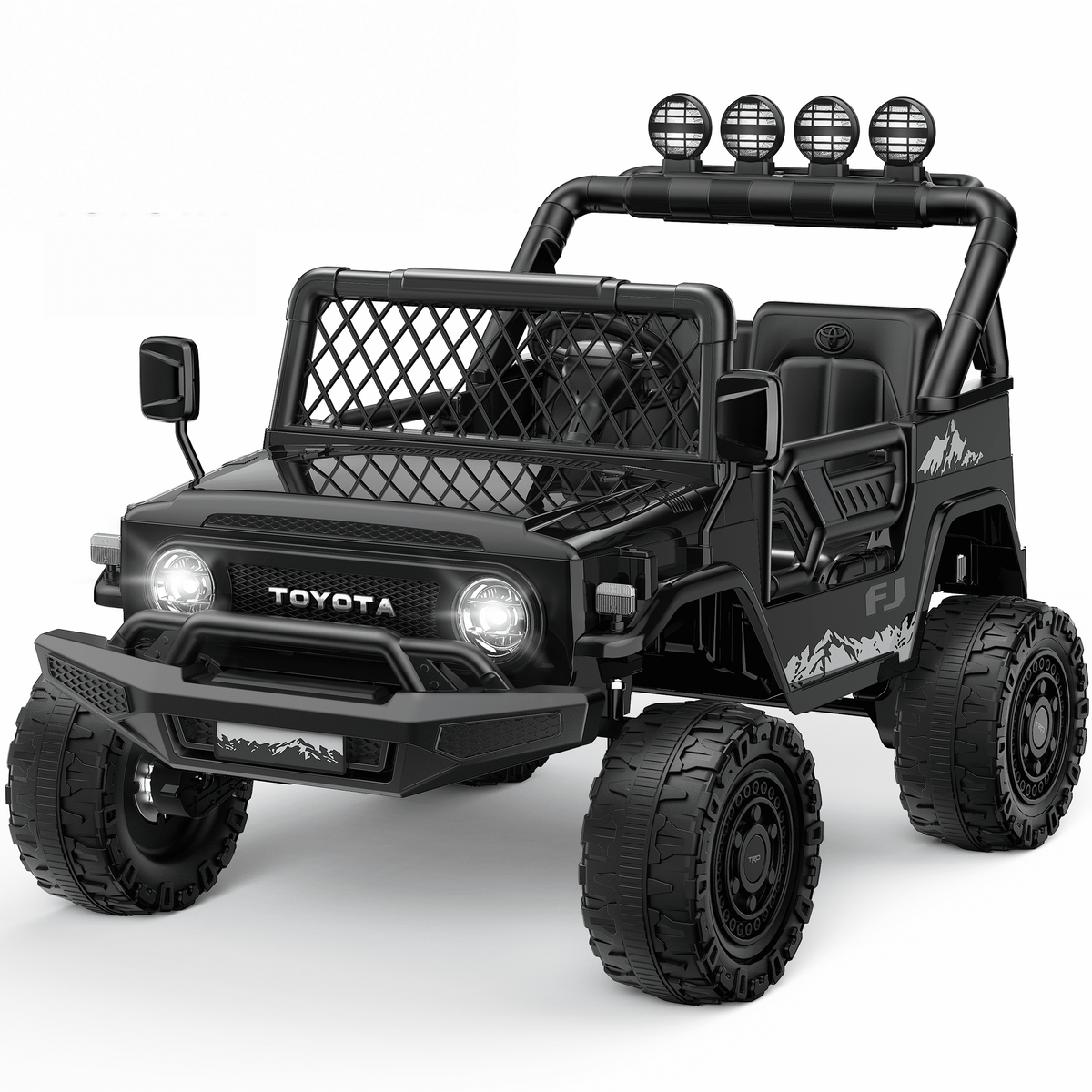 Officially Licensed Toyota FJ Ride On Toys 24V 800W, 4WD Kids Power Car Wheels for Boys Girls, 2 Seater Electric Car with Remote Control, 4 Motors, Music, LED Lights, Green