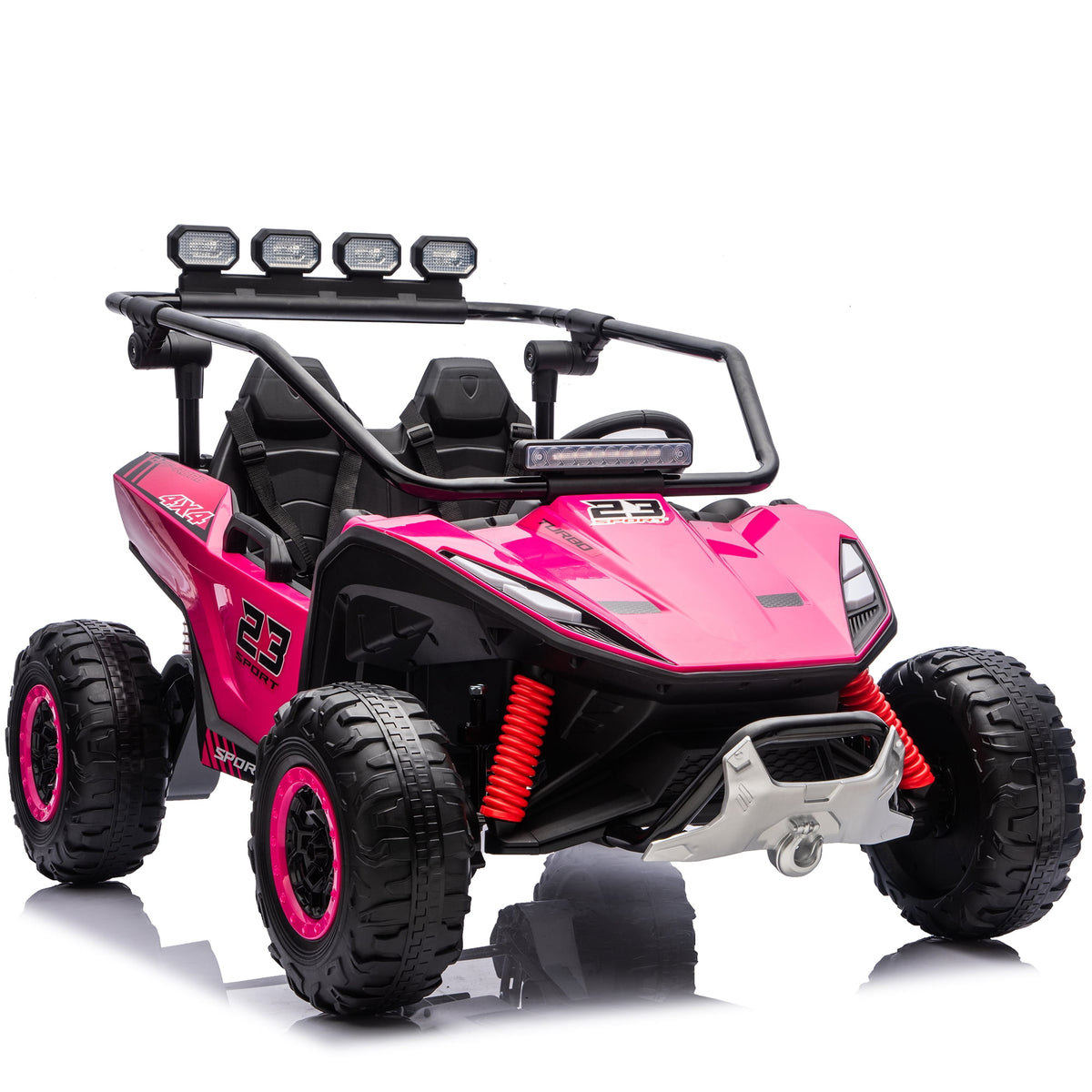 Sunnyfree 24V Ride on Toys 2 Seater UTV for Kids, 4WD 800W Electric Car with Parent Remote Control, LED Lights, Bluetooth Music, Roll Cage, Black