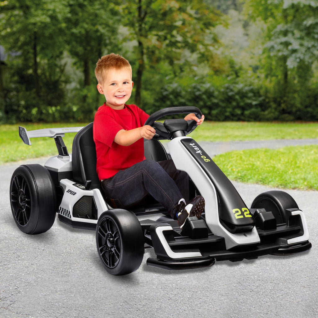 24V Kids Electric Go Kart, 300W Drift Ride-On Car with Dual 150W Motors - Adjustable Seat, 4 Speed Modes, 8.5mph Max, LED Lights, Music & Horn, Safety Belt, Outdoor Racing Toy - Red