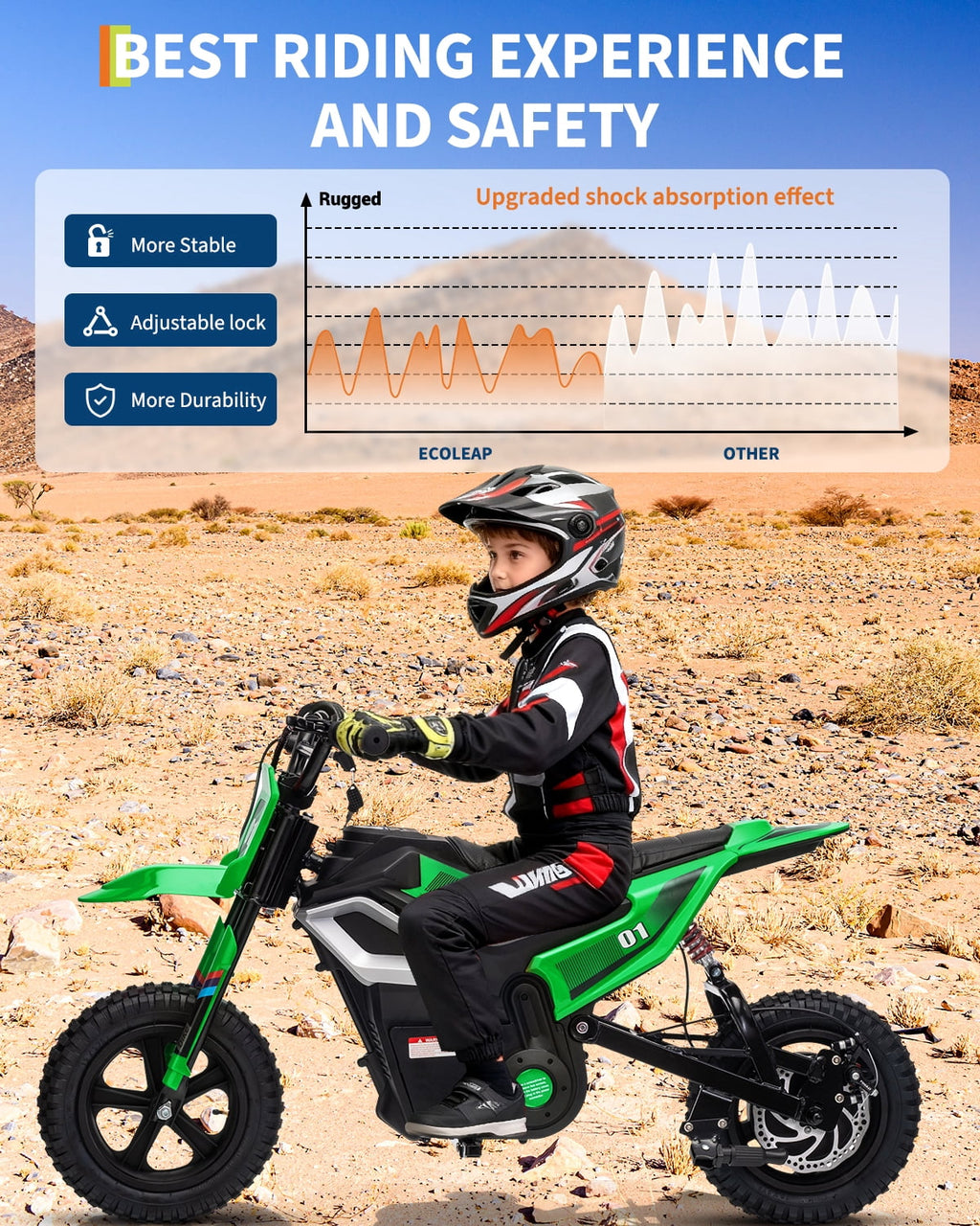 24V Kids Electric Dirt Bike, 350W Battery Powered Motorcycle with 12 Inch Fat Tires Rear Suspension Twist Throttle for Teens