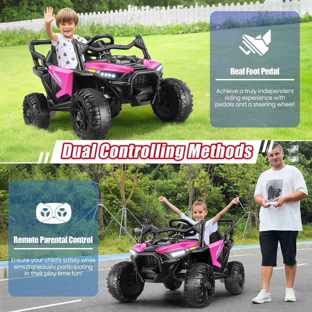 VIBESPARK 24V Ride on Toys for Kids, Ride on Cars with Remote Control, Powered Ride on Electric Car w/ Bluetooth, Music Player, LED Lights, Blue